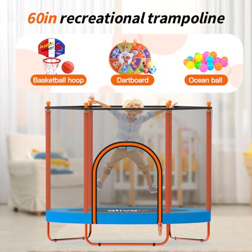 60'' Rebounder Trampoline with Safety Enclosure Net O242