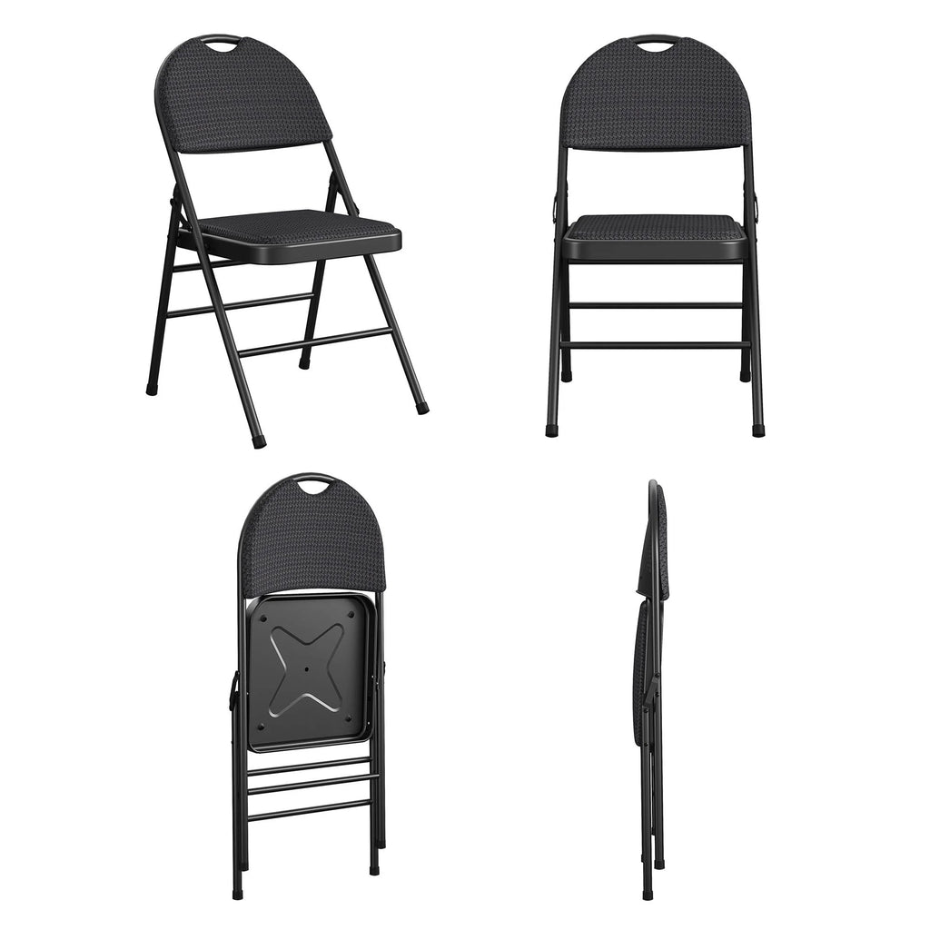 Black Fabric Padded Metal Folding Chair 4-Pack R1131