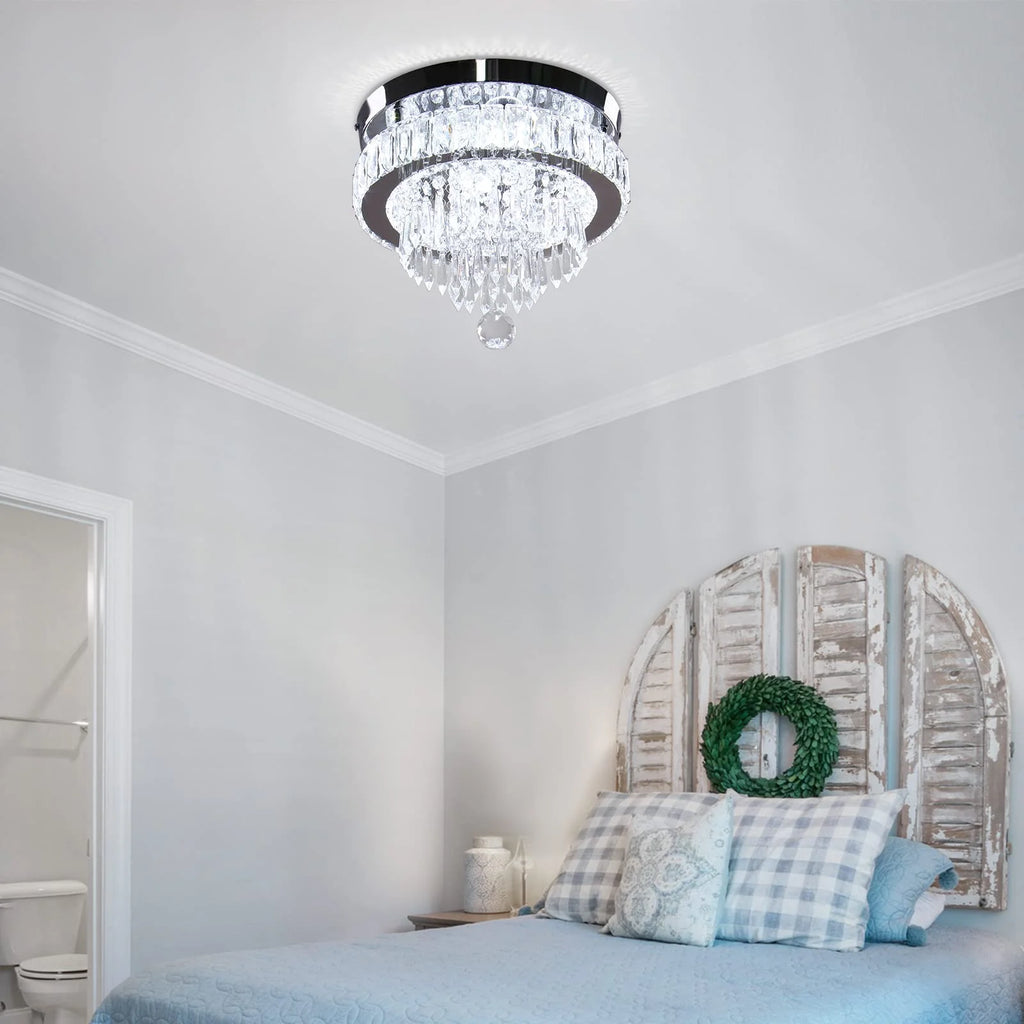 11.8" Crystal Flush Mount Ceiling Light T246