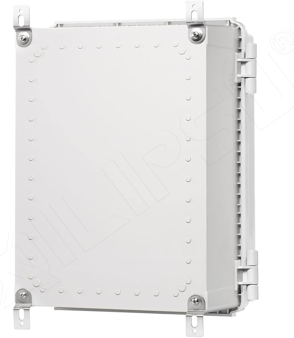 Hinged Cover Stainless Steel Latch Junction Box with Mounting Plate, ABS Plastic IP67 Waterproof Dustproof Enclosure Grey L5593