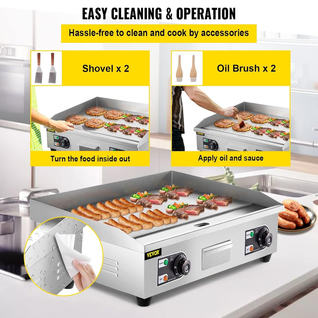 30" 3000W Electric Countertop Griddle Non-Stick Stainless Steel Flat Top Grill B356048