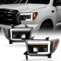 Black LED Tube Projector Headlights Pair G8517