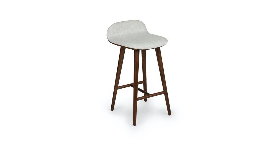 Gray Fabric Counter Stool with Walnut Legs I4853