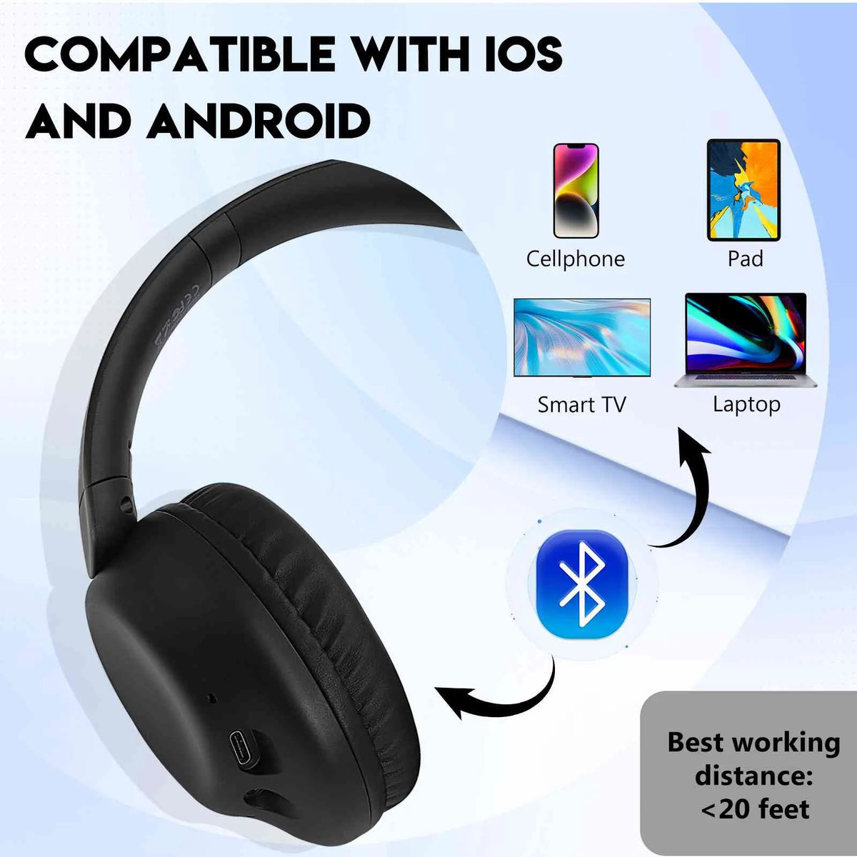 Wireless Bluetooth Over The Ear Headphones with Mic C2935