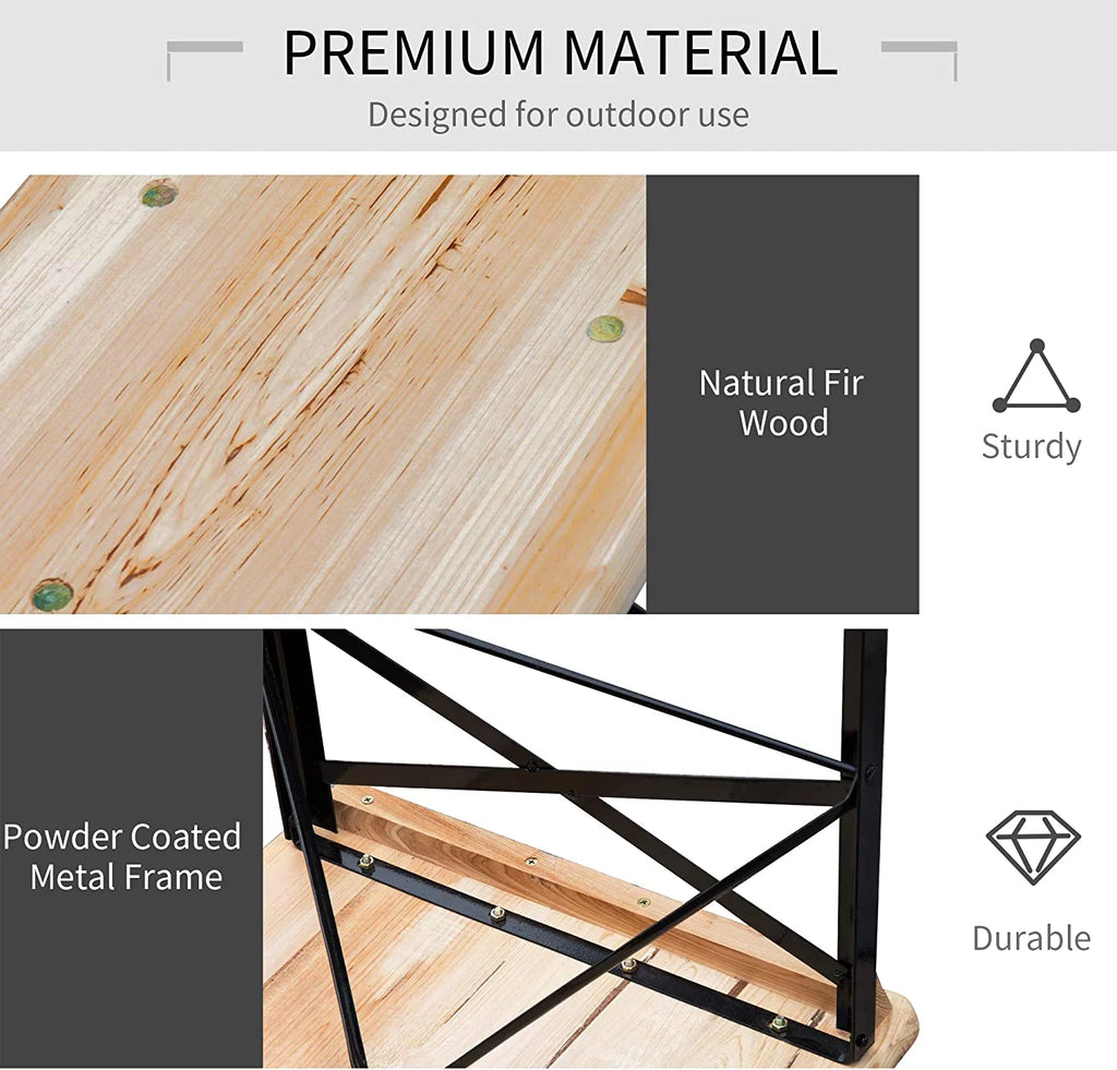 6' Portable Wooden Picnic Table and Bench Set X9403