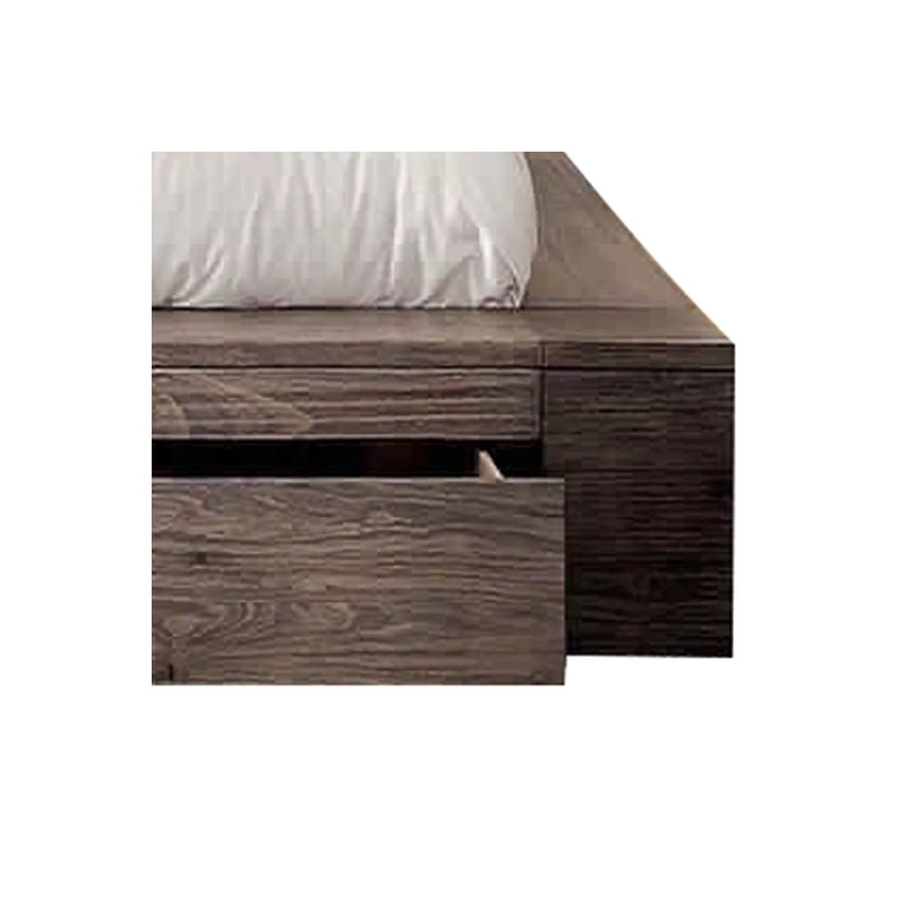Brown Eastern King Size Wood Bed with 2 Drawers N27788