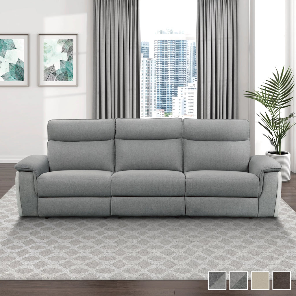 Dark Brown Leather Polyester Double Reclining Sofa U413