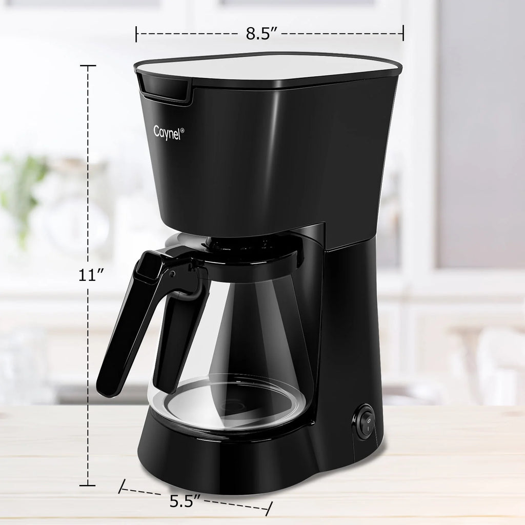 Black 5 Cups Programmable Coffee Machine 25 oz Water Tank T5552