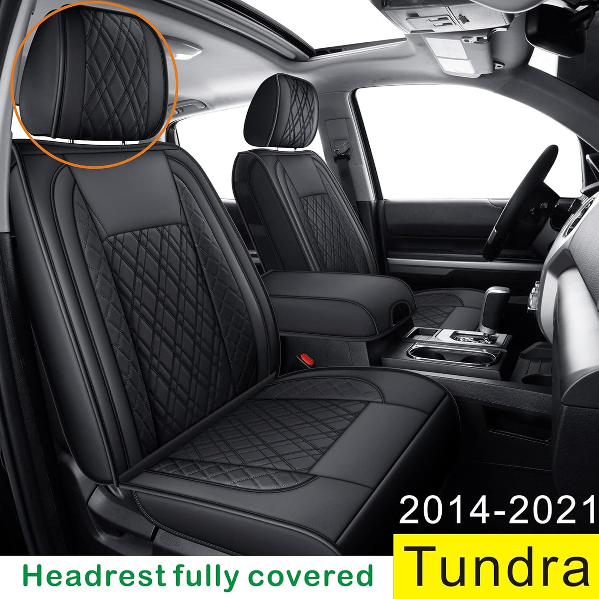 Black Faux Leather Seat Covers Full Set H148