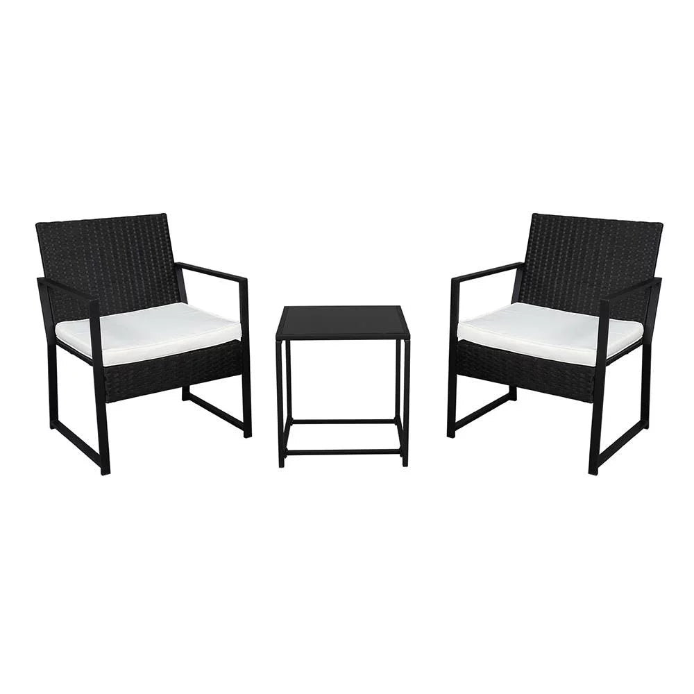 4 PCs Outdoor Wicker Conversation Set with Tempered Glass Coffee Table S803