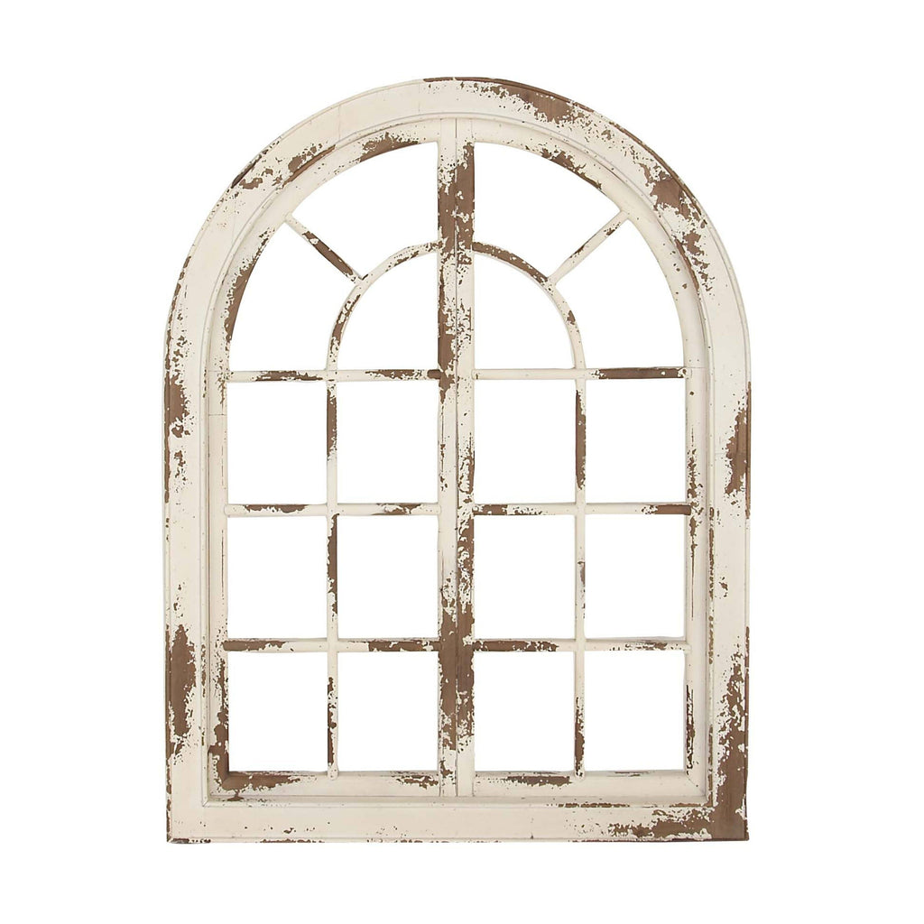 White Arched Window Wood Wall Decor X48848