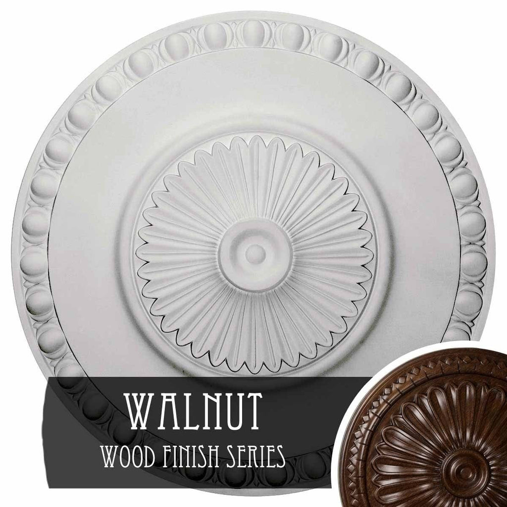 23 1/2x22OD x 3 1/4x22P Hand-Painted Walnut Ceiling Medallion T6277