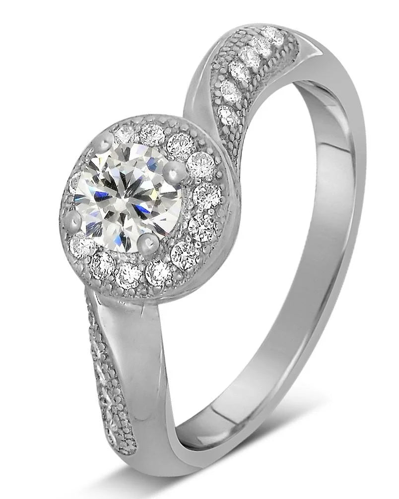 Antique 1.75 Carat Round Cut Diamond Moissanite Engagement Ring In 10K White Gold M20998