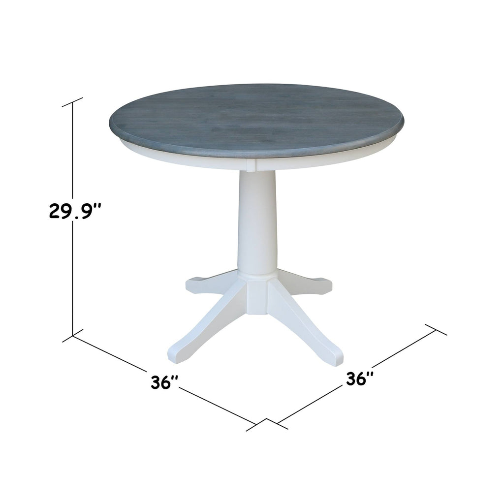 White/Heather Gray Round Top Pedestal Table P1542