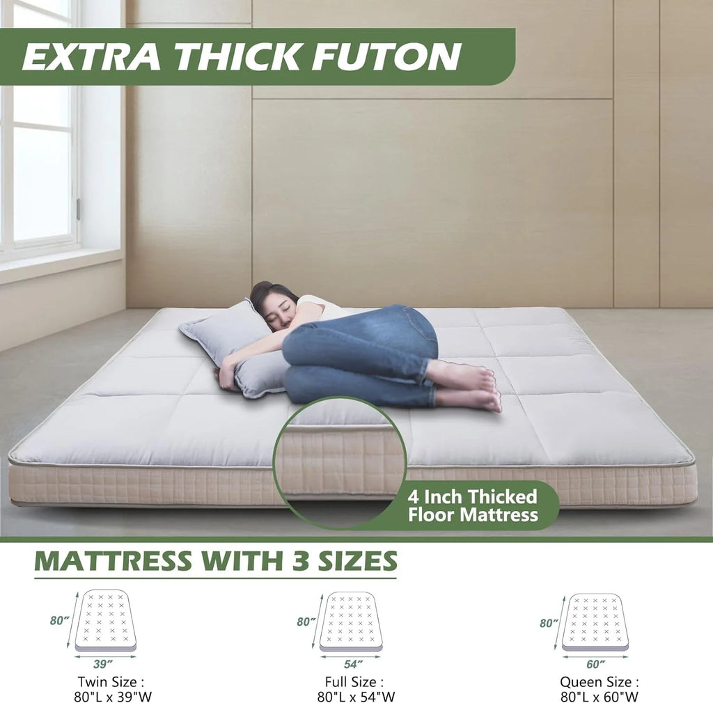 Japanese Floor Futon Mattress, Foldable Roll Up Sleeping Pad J465635