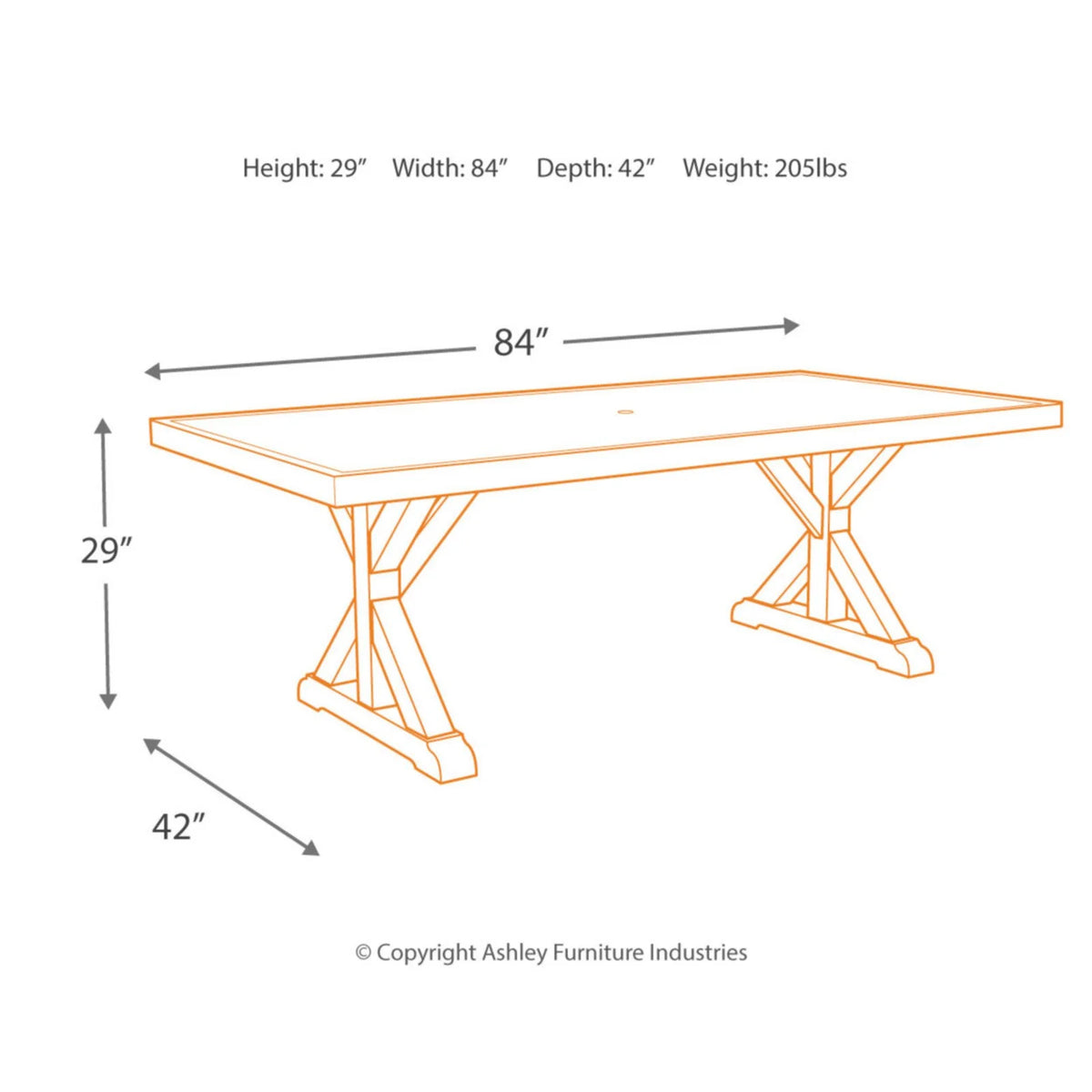 Beige Trestle Patio Dining Table H9432
