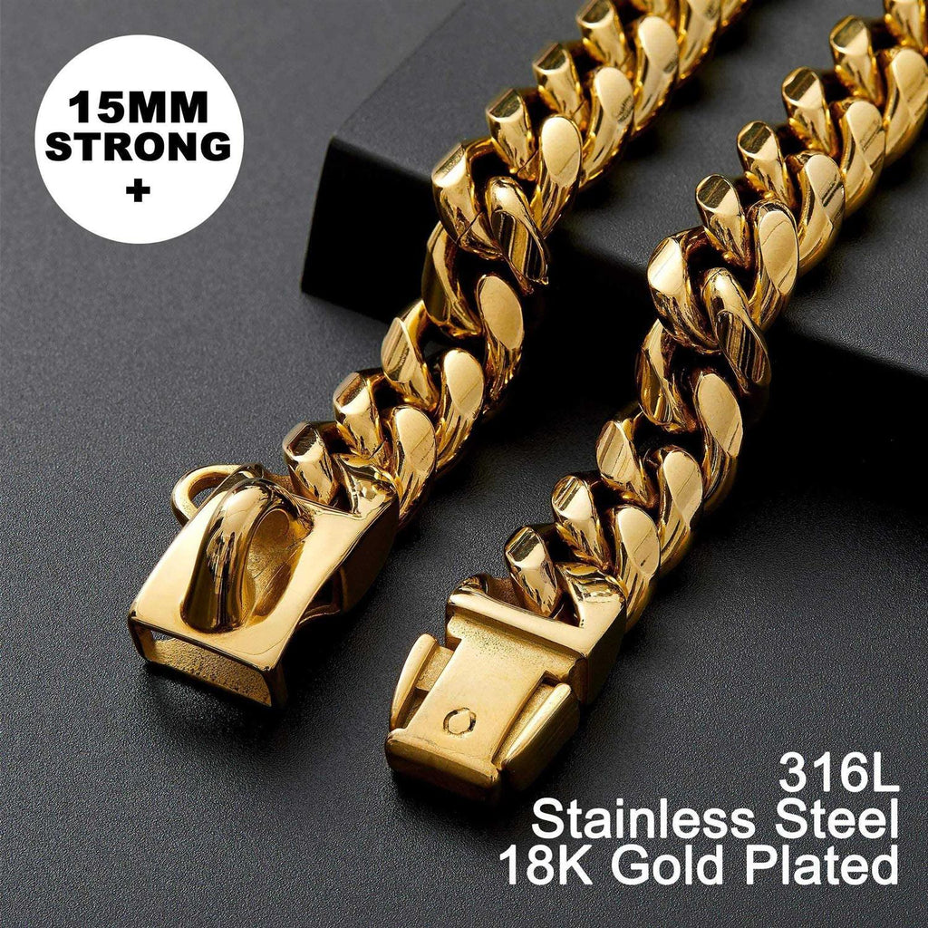 Gold Dog Chain Collar with Secure Buckle K53775