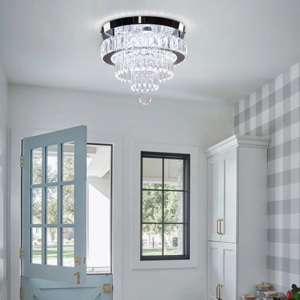 11.8" Crystal Flush Mount Ceiling Light T246