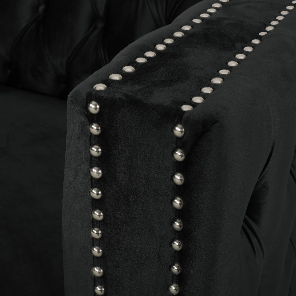 Black Velvet Sectional Sofa with Storage Chaise Q272449