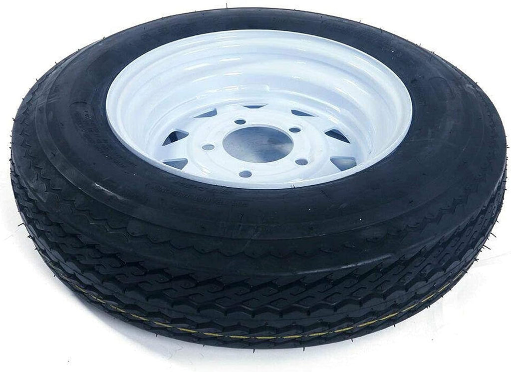5.30 x 12 Trailer Tire and Wheel 5 Lug White Spoke Pack of 2 Y408113
