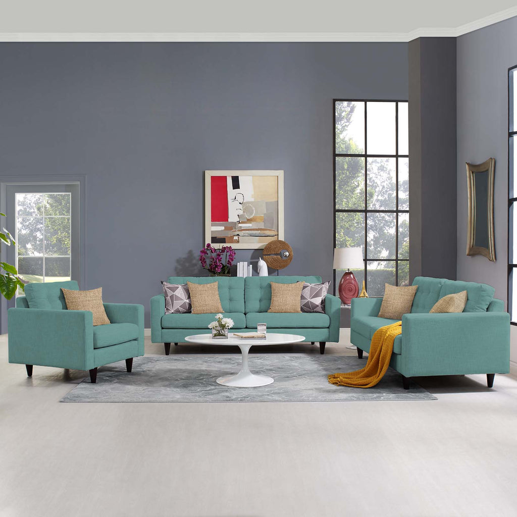 Blue Fabric Armchair Loveseat and Sofa Set O793