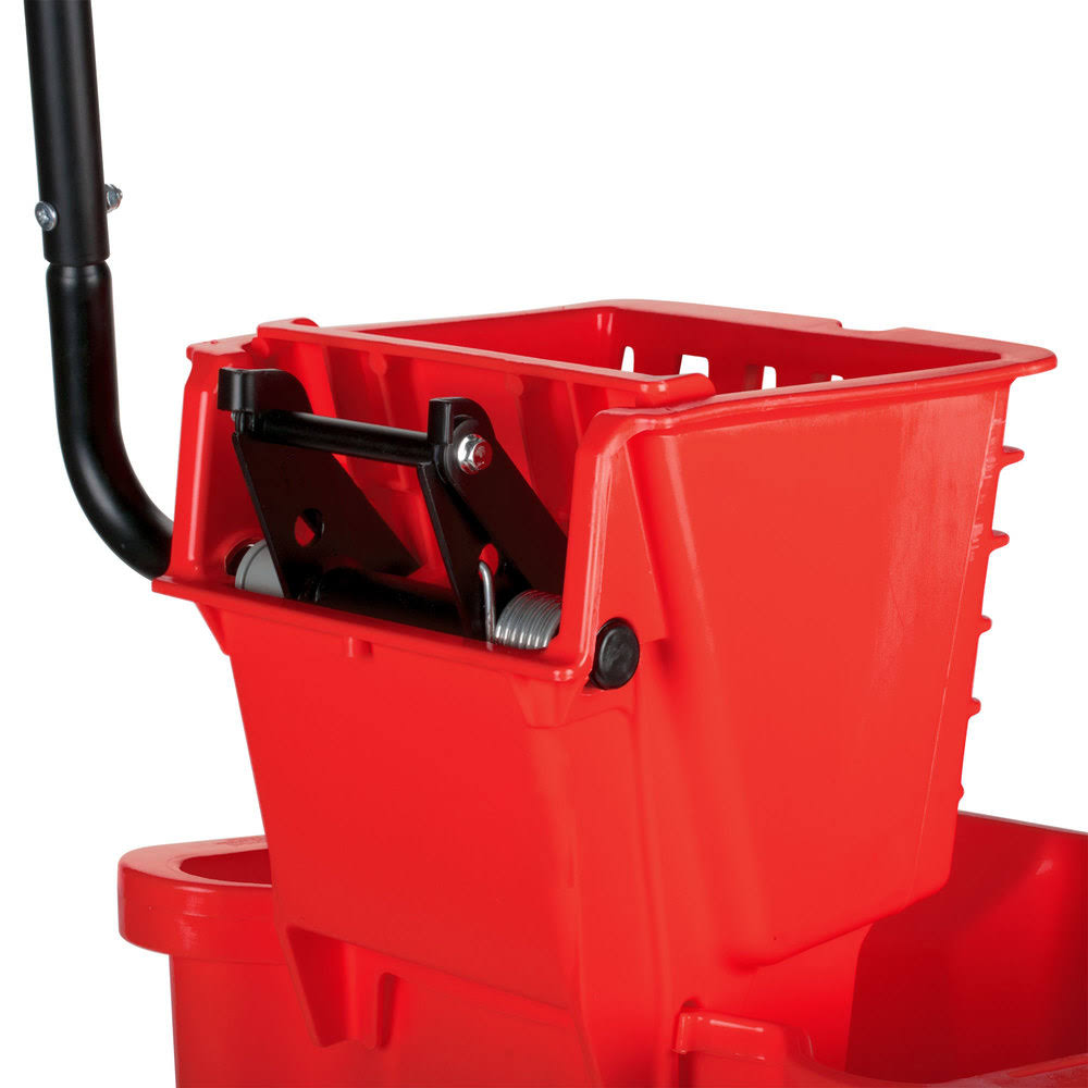 Red Splash Guard Mop Bucket with Side-Press Wringer K935769