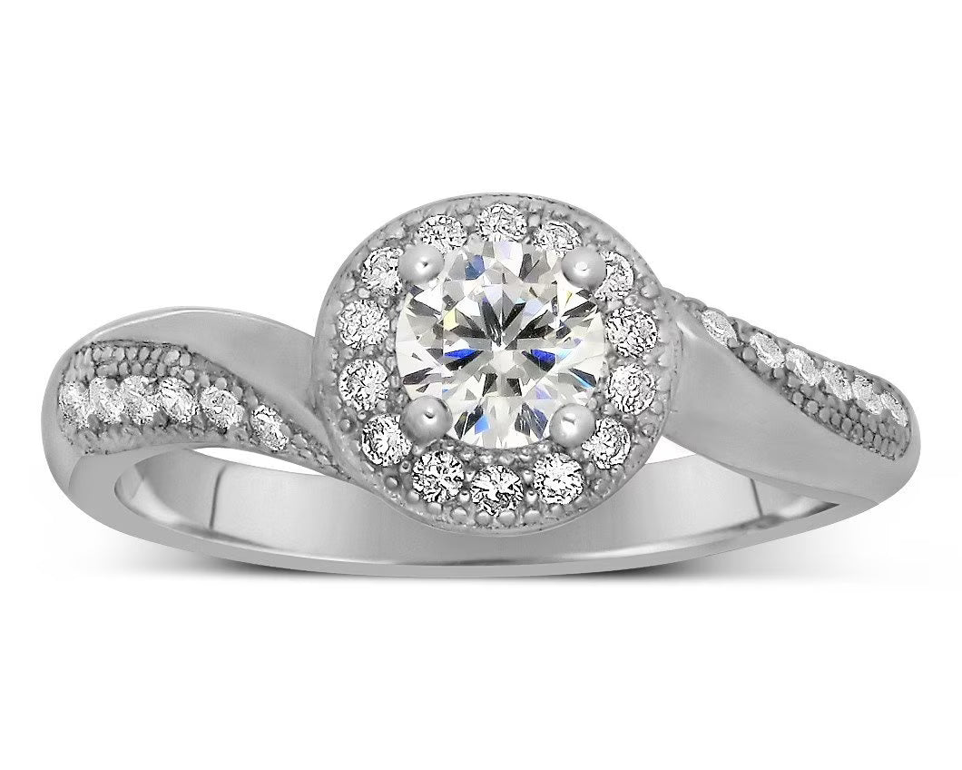 Antique 1.75 Carat Round Cut Diamond Moissanite Engagement Ring In 10K White Gold M20998