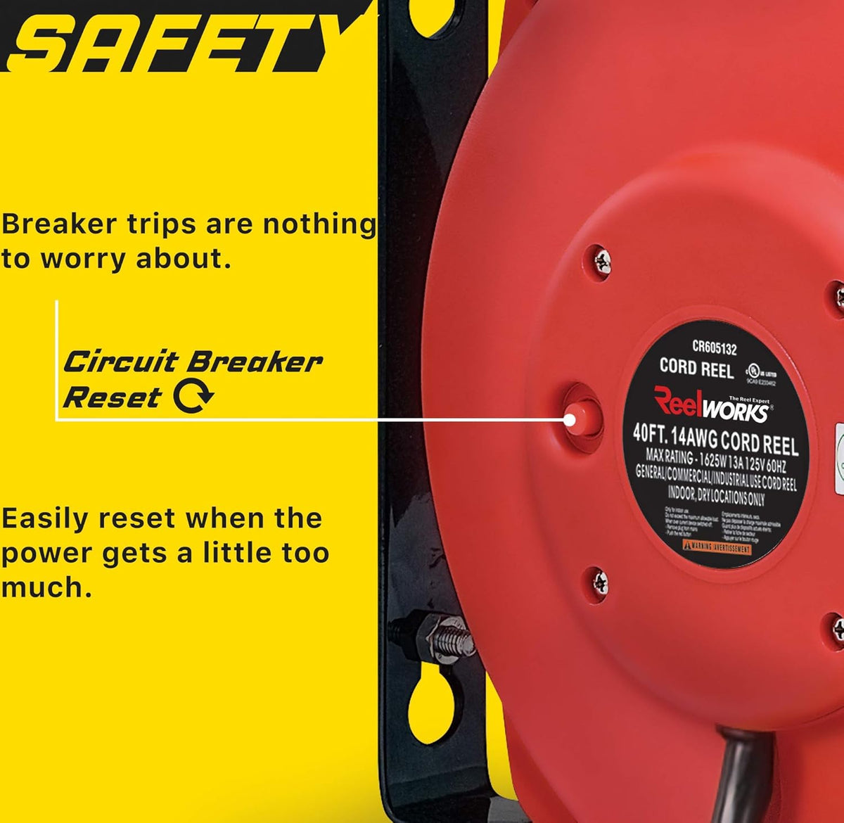 Retractable 14AWG x 40' Extension Cord Reel Q9768