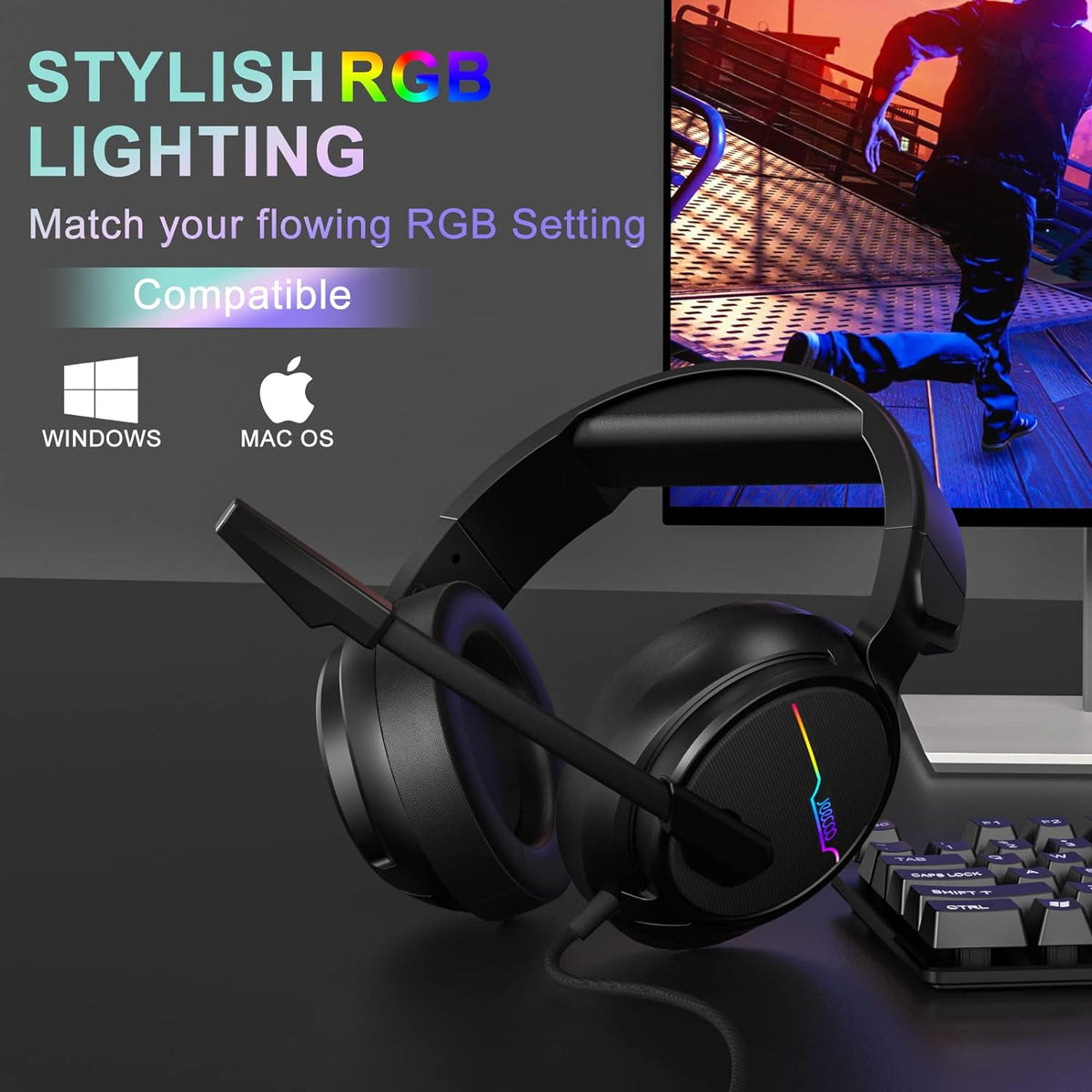 USB Pro Gaming Headset with 7.1 Surround Sound and Noise Cancelling Microphone W2313