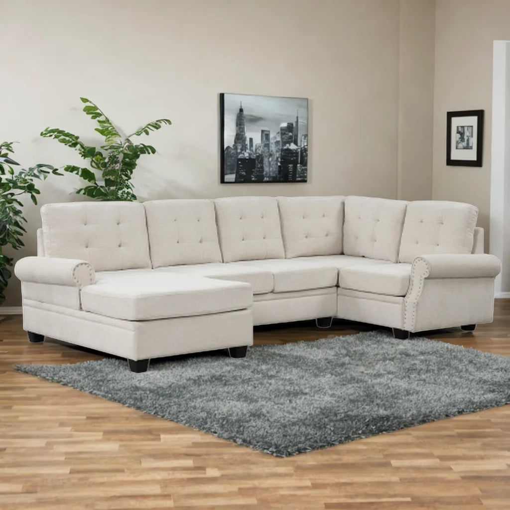 120" U-Shaped Corner Sectional Linen Fabric Sofa Y705