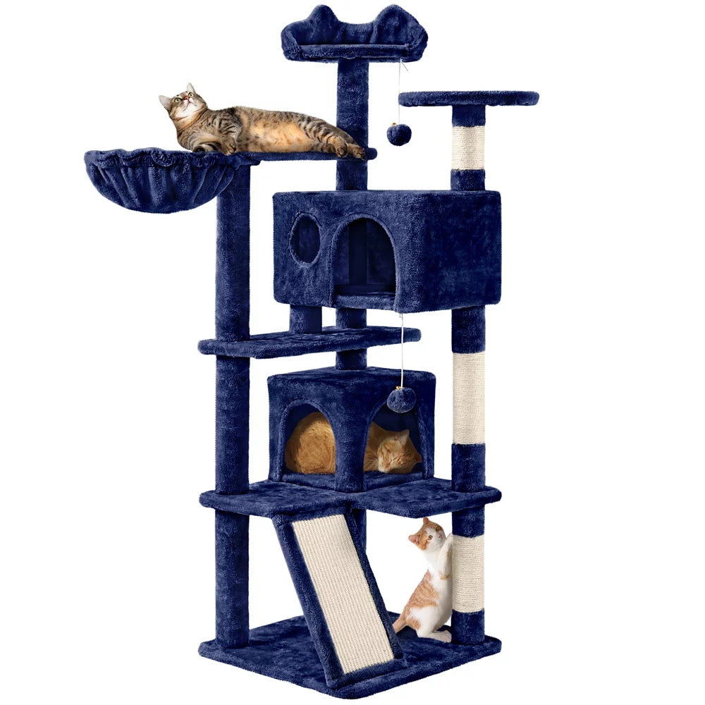 54" Double Condo Cat Tree with Scratching Post Tower E1944