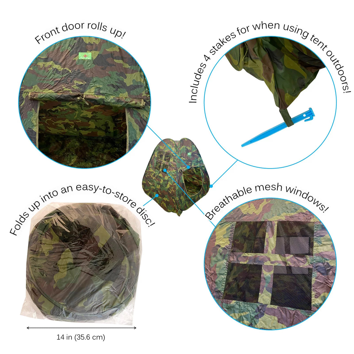 Kids Pop Up Tent Camouflage Playhouse R724