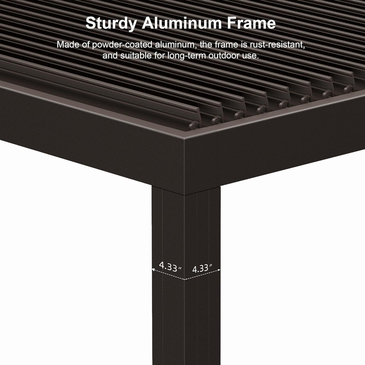 11' × 13' Louvered Aluminum Pergola with Roller Blinds D493