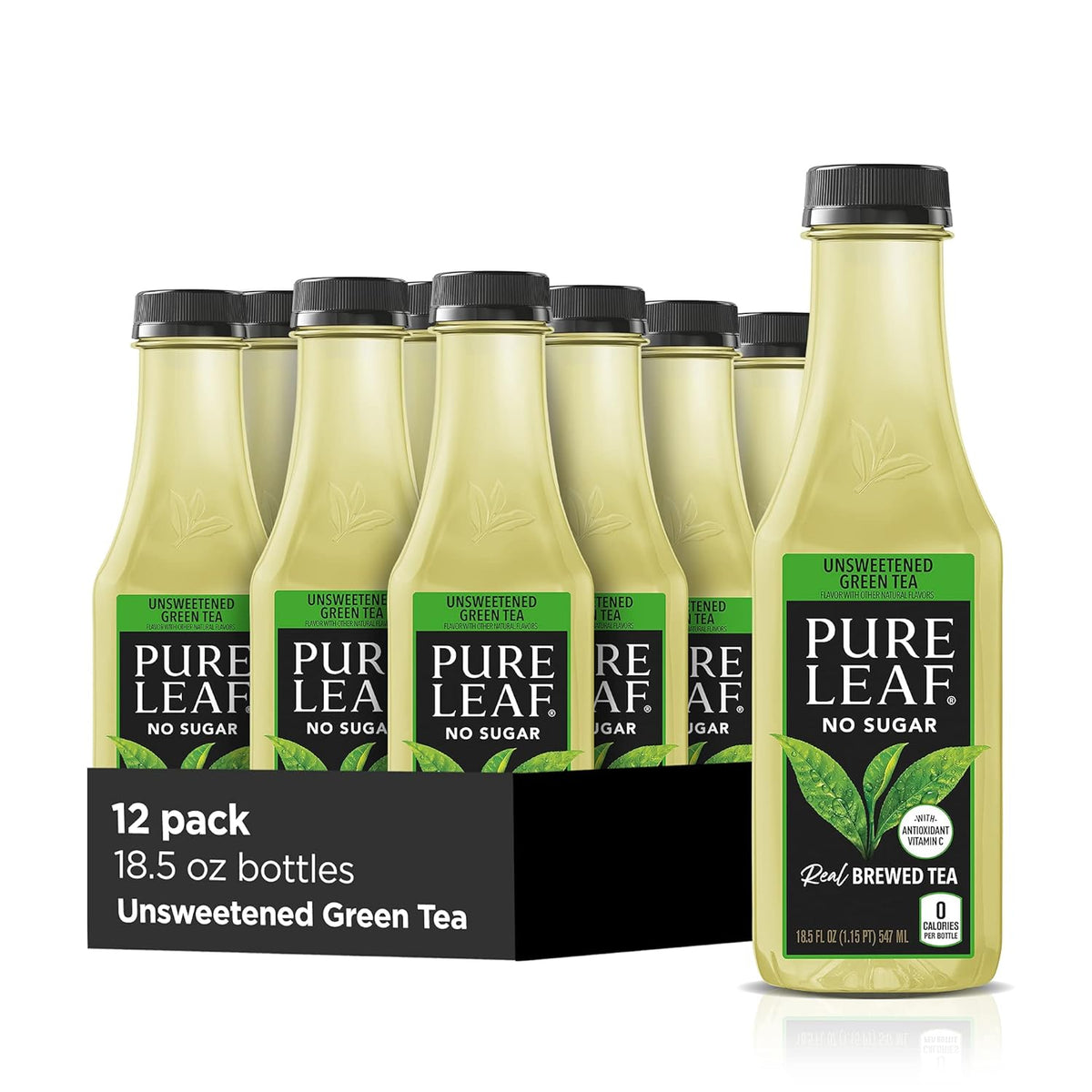 Unsweetened Green Tea, 18.5 fl oz Bottles (Pack of 12) B837