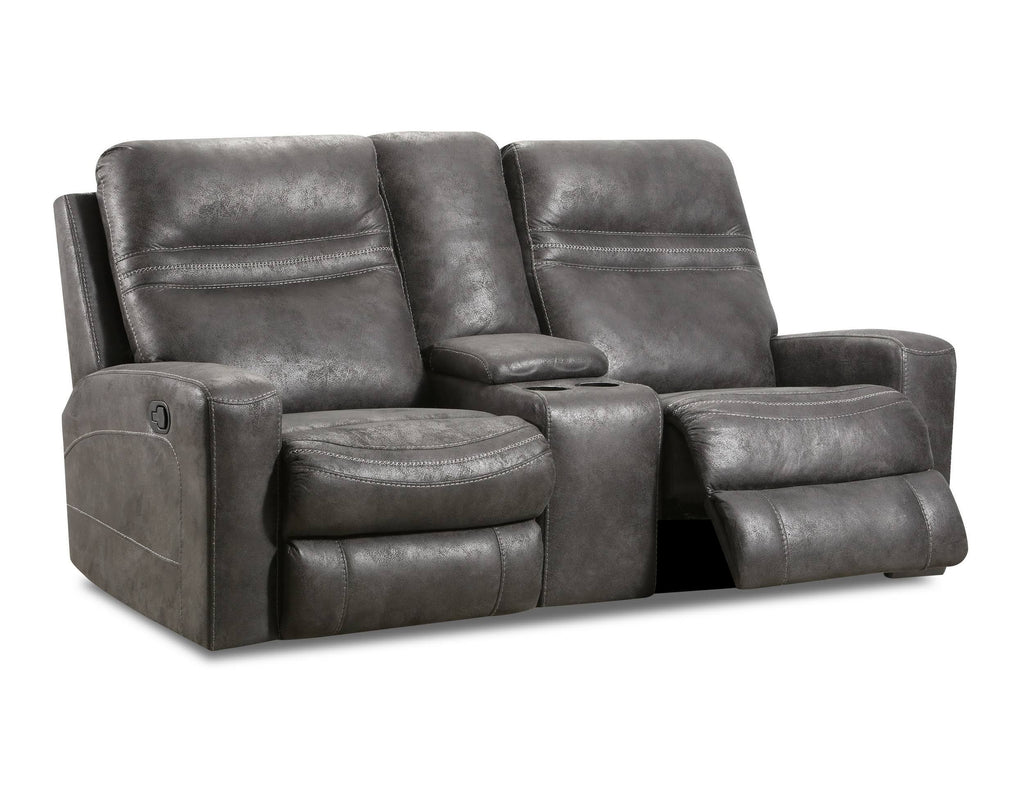 Charcoal Reclining Console Loveseat with Polyester Material Z438