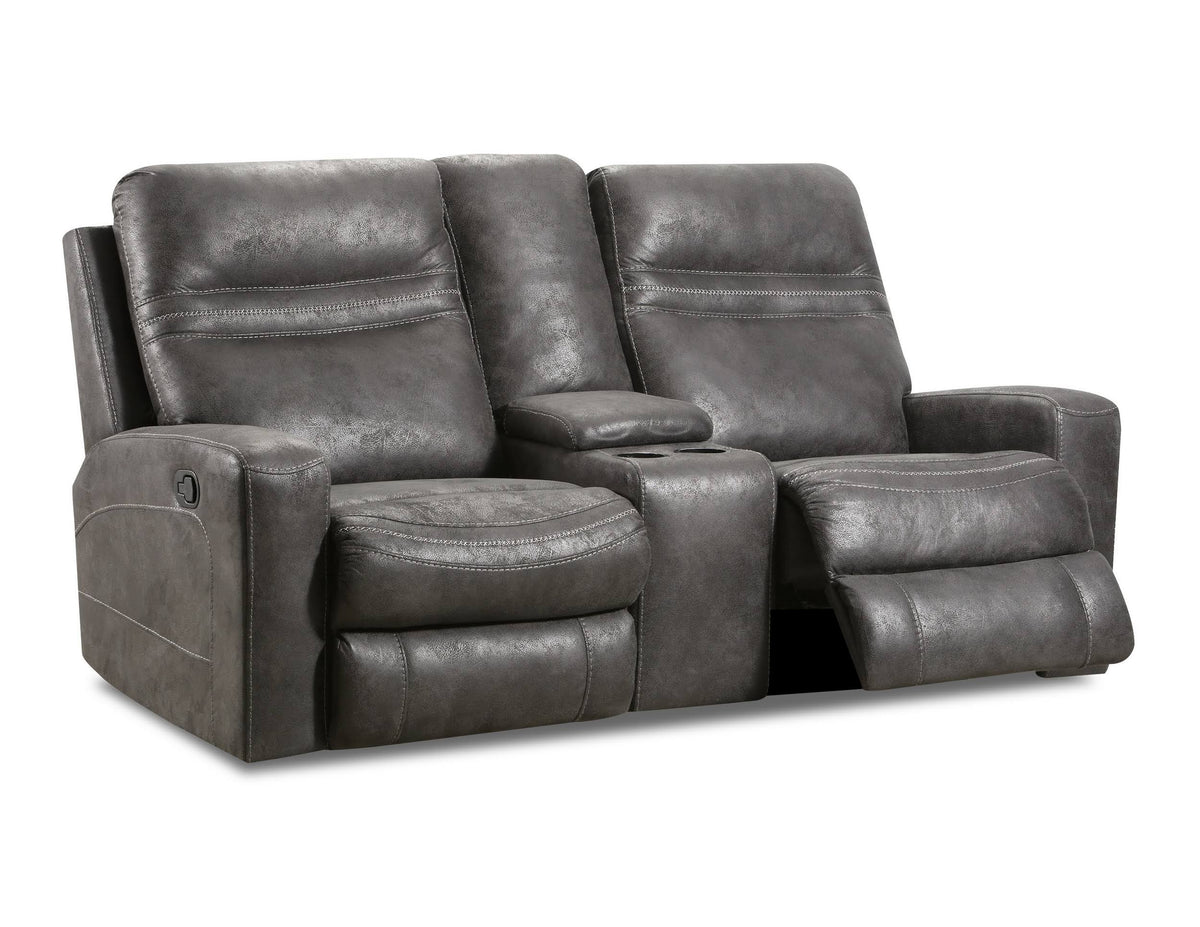 Charcoal Reclining Console Loveseat with Polyester Material Z438