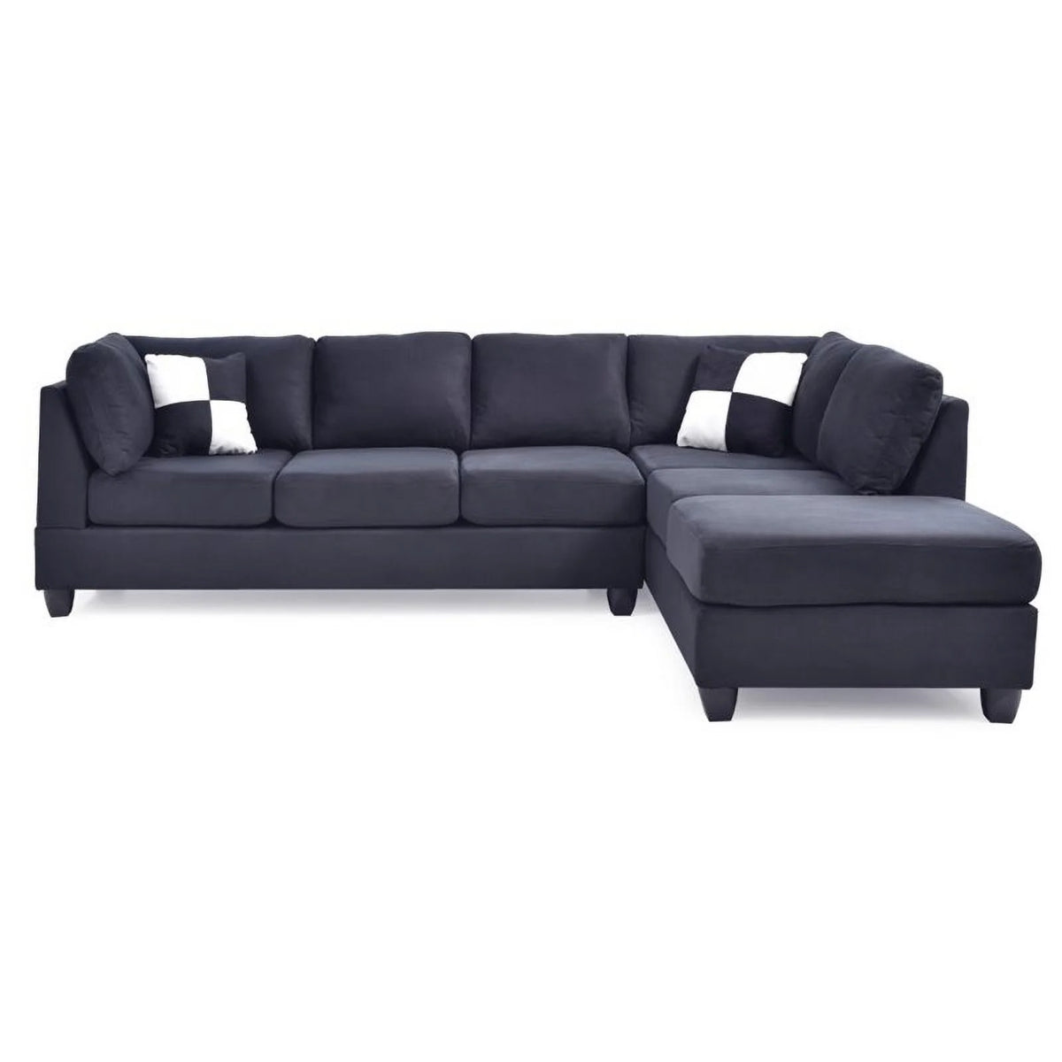Black Microsuede Sectional X129384