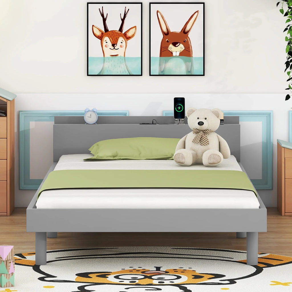 Twin Platform Bed Frame with Headboard F8637