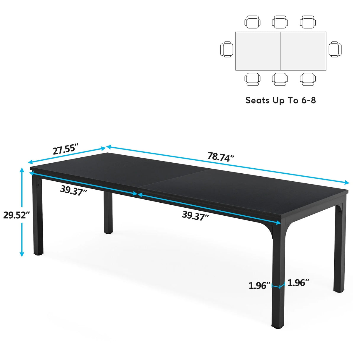Black Double Workstation Desk with Metal Legs K140720
