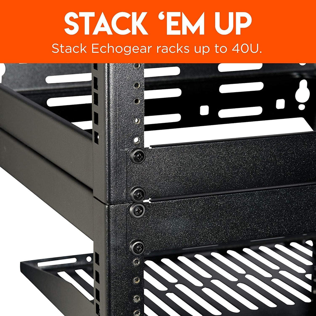 15U Open Frame 4 Post Rack with 2 Vented Shelves R167