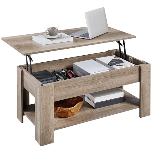 Lift Top Coffee Table with Hidden Compartment and Storage Shelf W175523