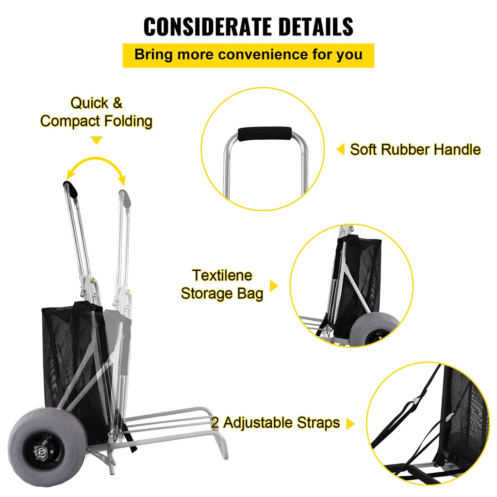 Folding Beach Cart with 12" TPU Balloon Wheels I242