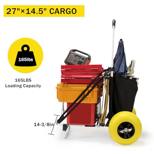 Folding Beach Fishing Cart with Big Balloon Wheels and Storage Bag Z640