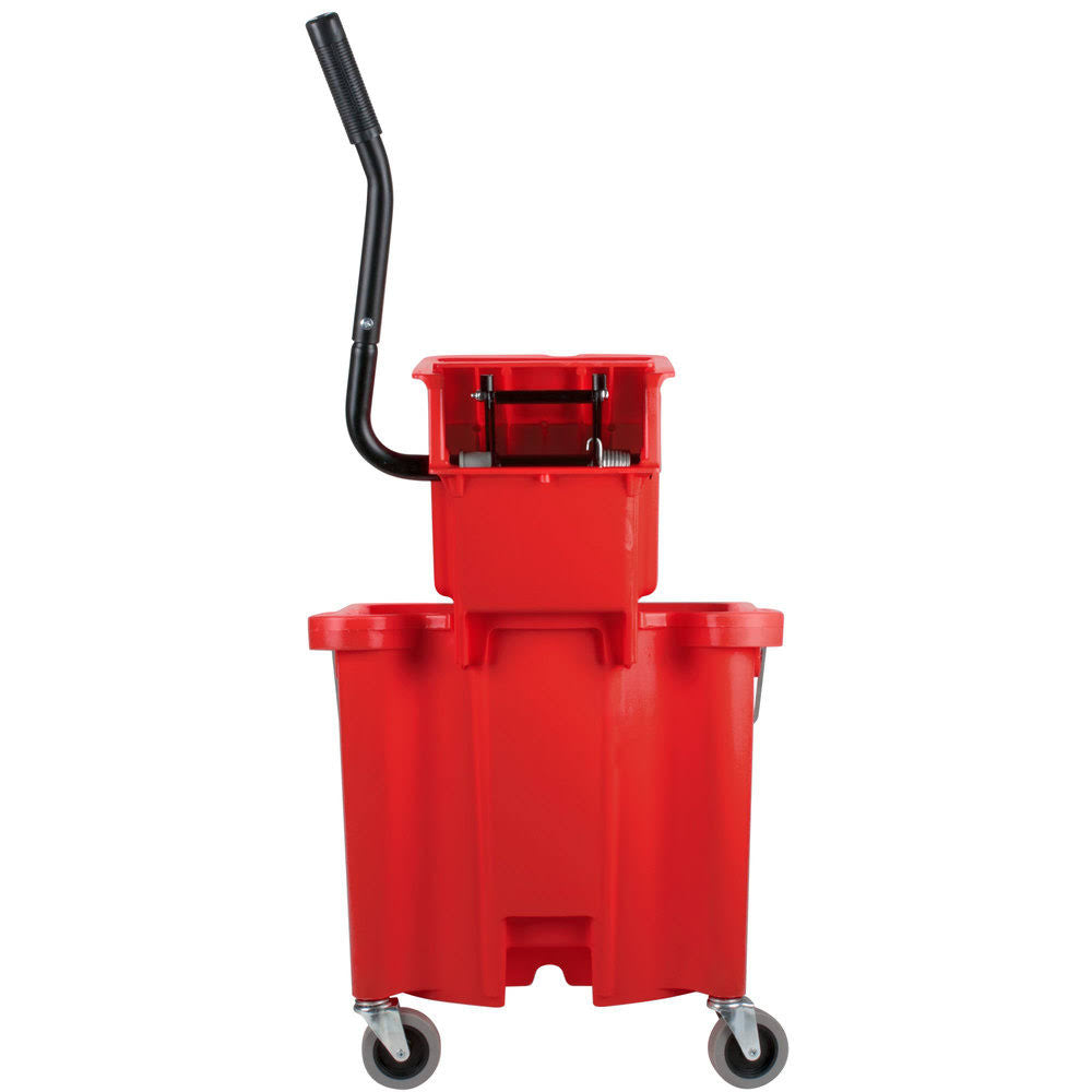 Red Splash Guard Mop Bucket with Side-Press Wringer K935769