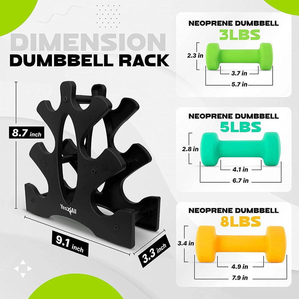 32lbs Neoprene Dumbbell Set With Plastic Rack Q346