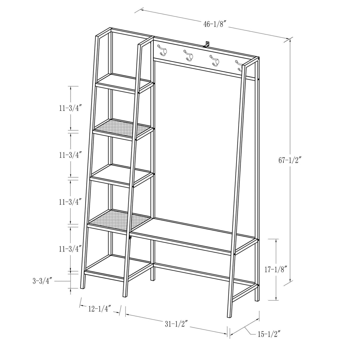 72 inch Dark Walnut Hall Tree with Storage P7166