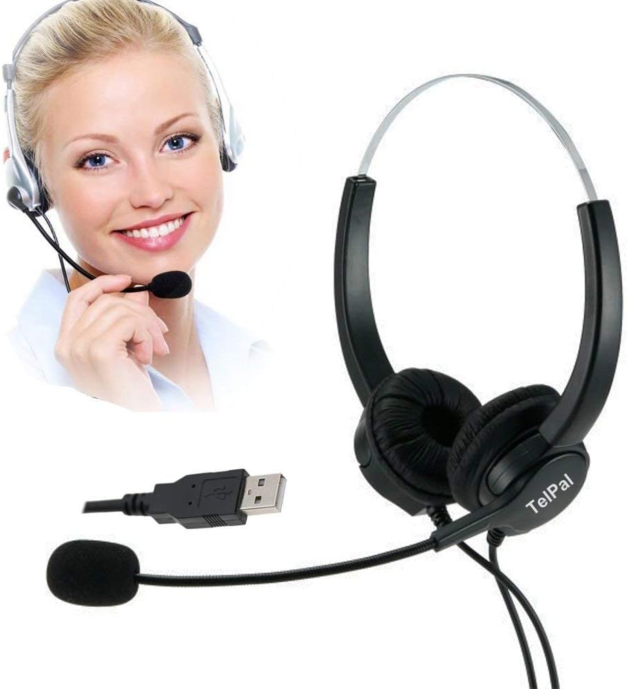 Corded Noise Cancelling Monaural Headset with USB Headset Adapter M66771