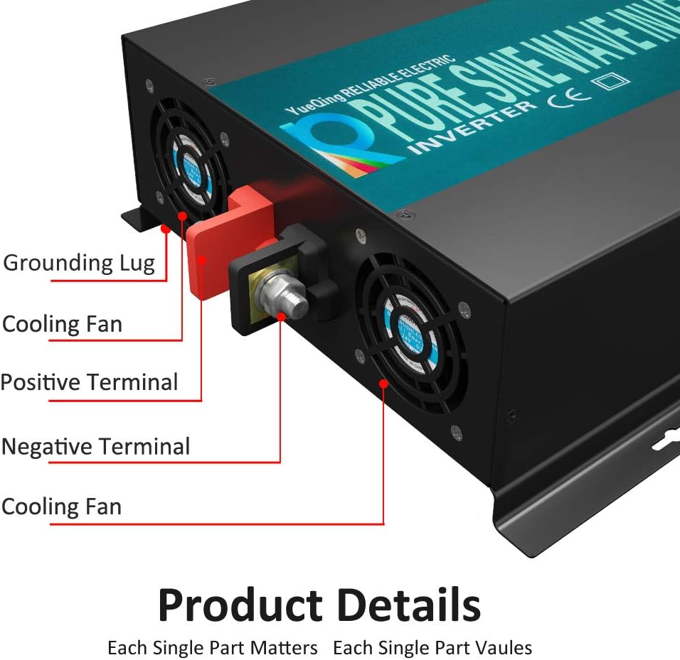 3000W 48V 120V Pure Sine Wave Power Inverter with 2 AC Outlets D5958