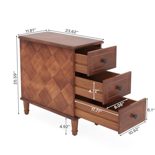 Brown 3 Drawer Narrow End Table U993482