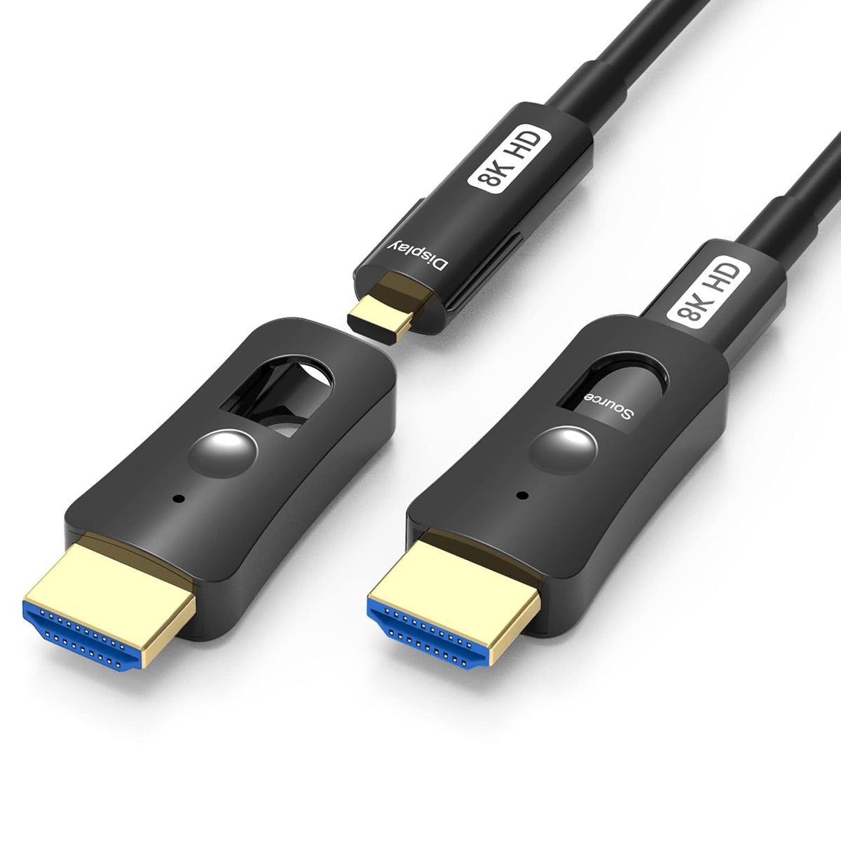 8K Fiber Optic HDMI Cable 100ft with Dual Micro HDMI and Standard HDMI Connectors O80295